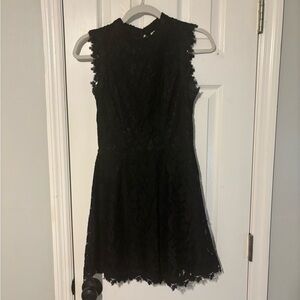 Keyhole back - Black Lace Dress